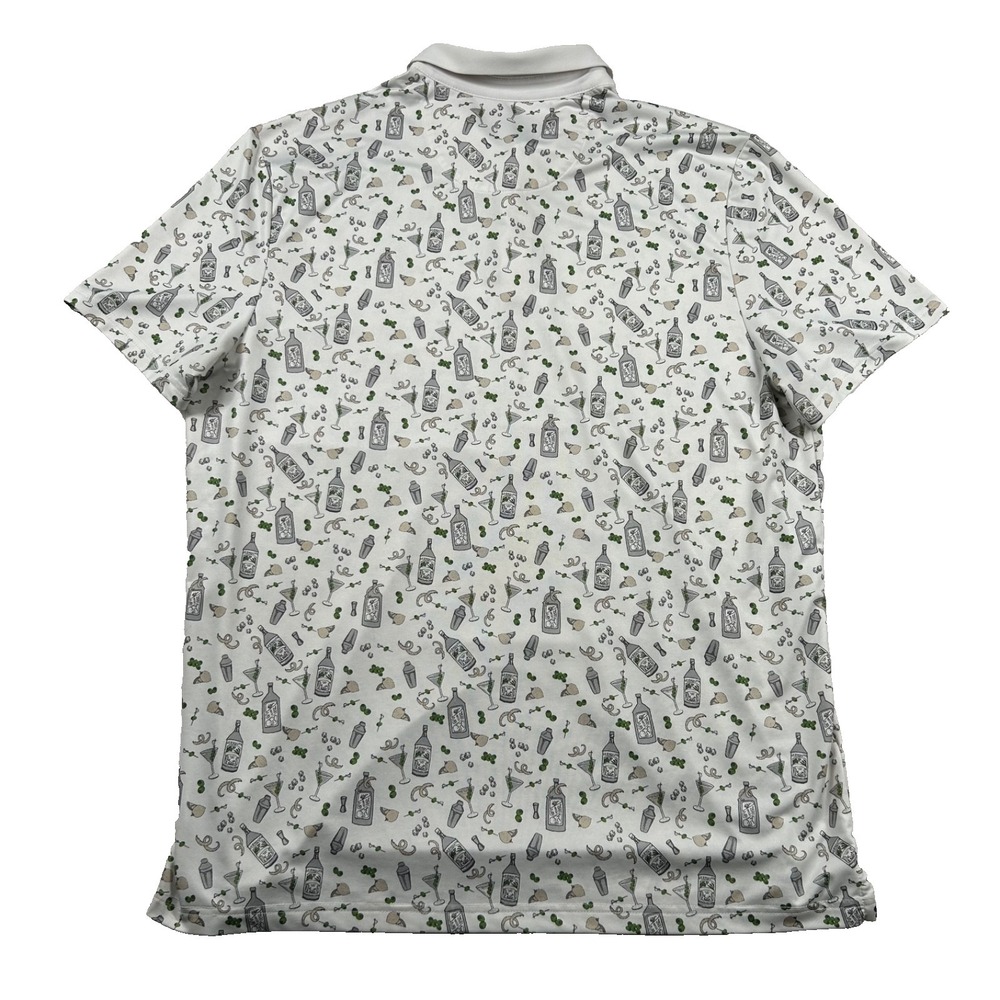 Penguin Golf Shirt Mens L Polo Martini Cocktails Gin All Over Print Performance - Picture 2 of 11